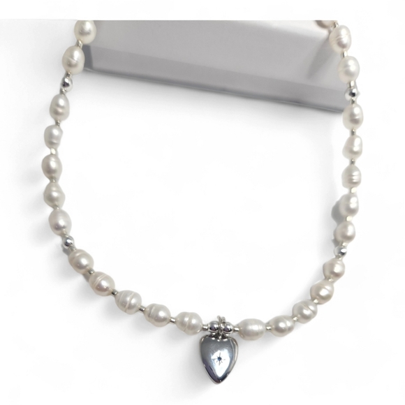 Freshwater Pearl Heart Stainless steel charm necklace - Picture 3 of 3